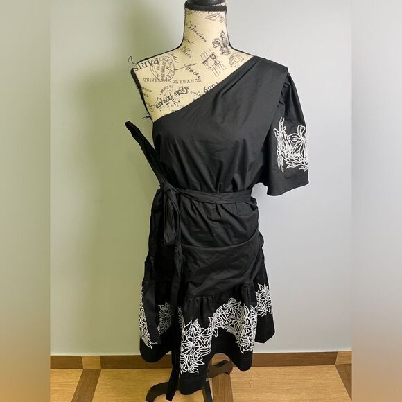 TANYA TAYLOR "Amber" Embroidered One Shoulder Mini Dress Plus Size 20 $495 - Picture 14 of 14
